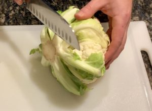 Cutting Cauliflower buffalo wings